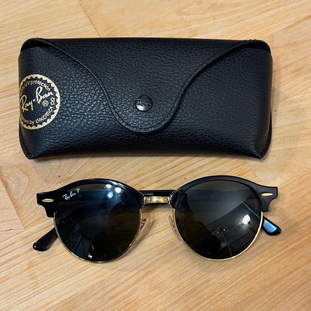 Ray-Ban RB4246 Polarized Black and Gold Classic Sunglasses